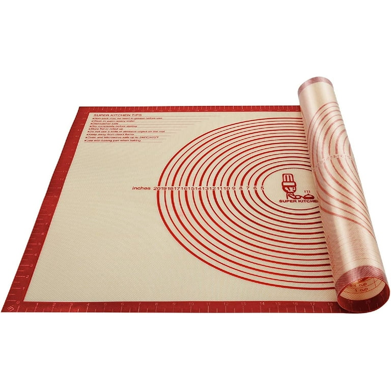 Non-slip Silicone Pastry Mat Extra Large with Measurements 28''By 20'' for  Silicone Baking Mat, Counter Mat, Dough Rolling Mat,Oven Liner,Fondant/Pie  Crust Mat Red 