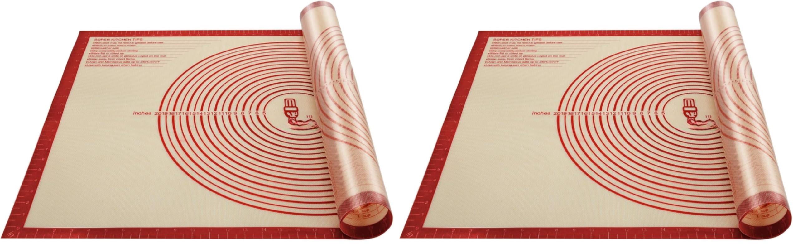 Non-slip Silicone Pastry Mat Extra Large With Measurements 36''by 24'' For Baking  Counter/dough Rolling/oven Liner/fondant/pie Crust(red) (pack Of 2)