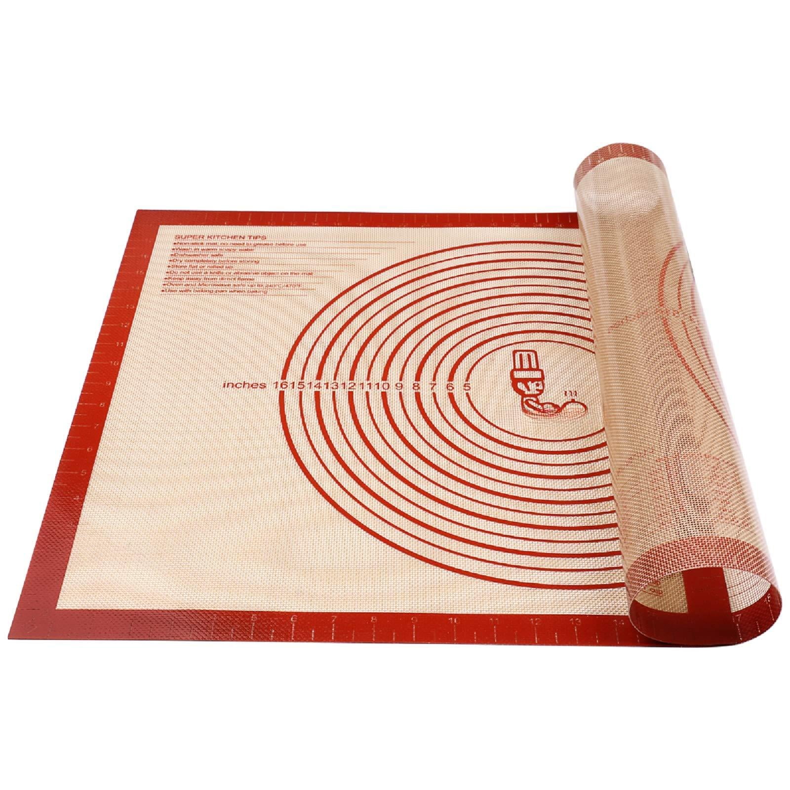 Non-slip Silicone Pastry Mat Extra Large With Measurements 28''by 20'' For Baking  Counter Dough Rolling Oven Liner Fondant/pie Crust By Red
