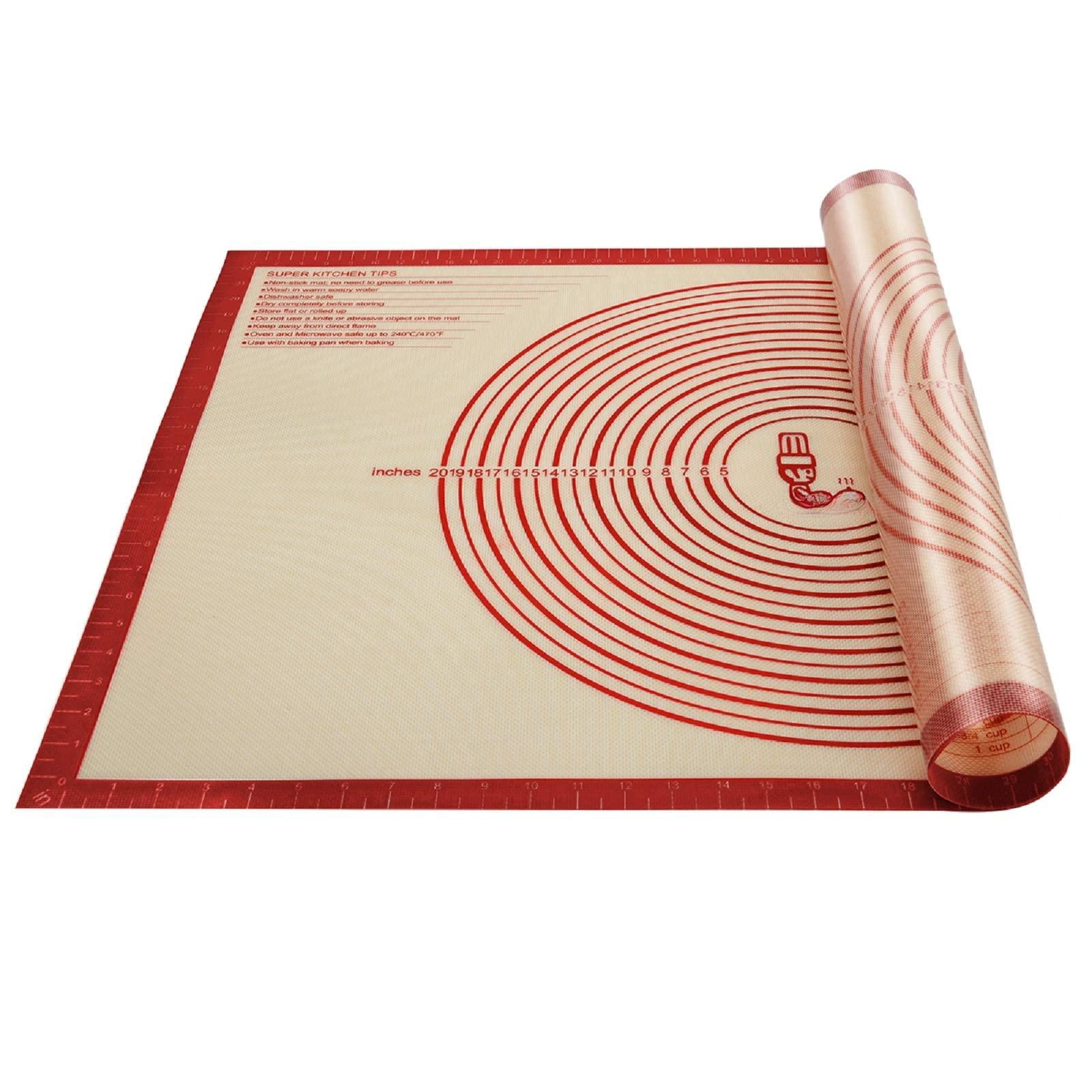 Non-slip Silicone Pastry Mat Extra Large With Measurements 36''by 24'' For Baking  Counter/dough Rolling/oven Liner/fondant/pie Crust(red)