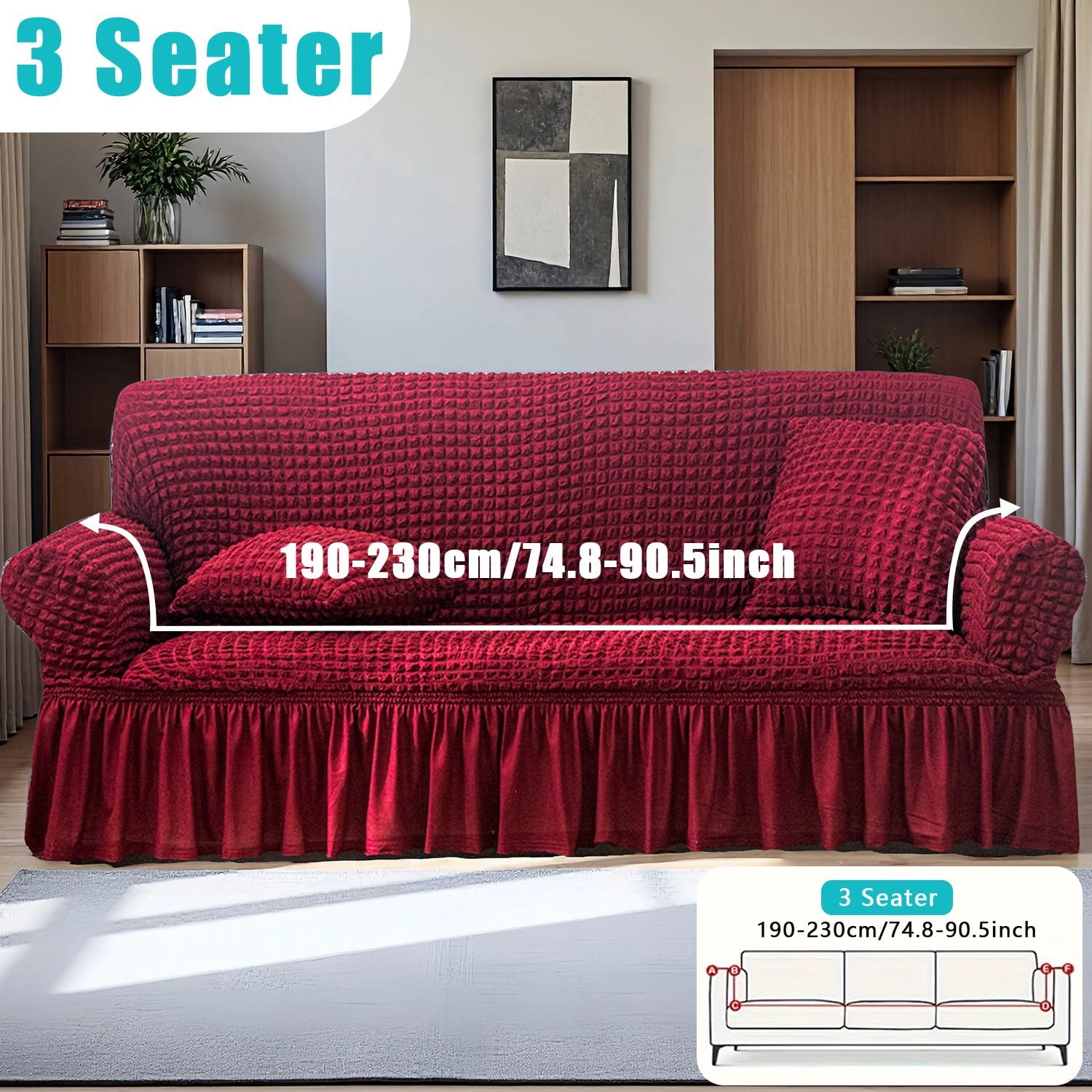 Non-slip Sofa Cover, Reusable Dust-Proof Protector for 1-4 Seater Couches, Indoor & Outdoor Use Weather Resistant Cushions