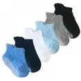Unisex Nonslip Toddler Socks, Antiskid Cotton Ankle Socks for Baby Boys and Girls, 6 Pairs
