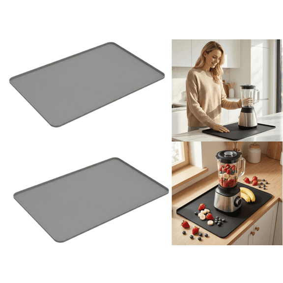 Non-slip Waterproof Large Countertop Protector Mat For Kitchen And Office Use,2Pcs Gray
