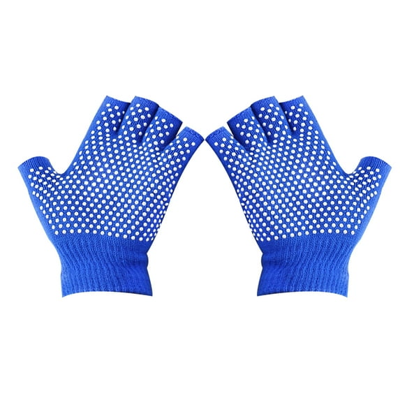 Non-slip Workout Gloves Half Finger Cotton Gloves Machine Comfortable Knitted Gloves for Yoga Sports(Blue)
