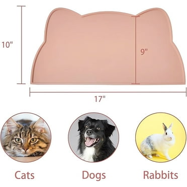 Non-slip and waterproof cat food mat | Silicone pet feeding mat | Tray mat for dog water bowl (17" x 10")