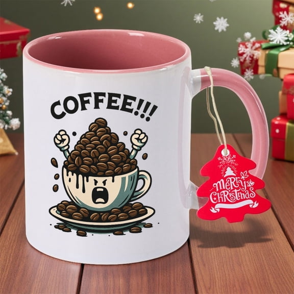 Non-slip ceramic coffee mug with creative spilled beans and steam design. Durable construction ideal for coffee, tea and hot cocoa, hand wash only to preserve finish. A unique, practical appreciation