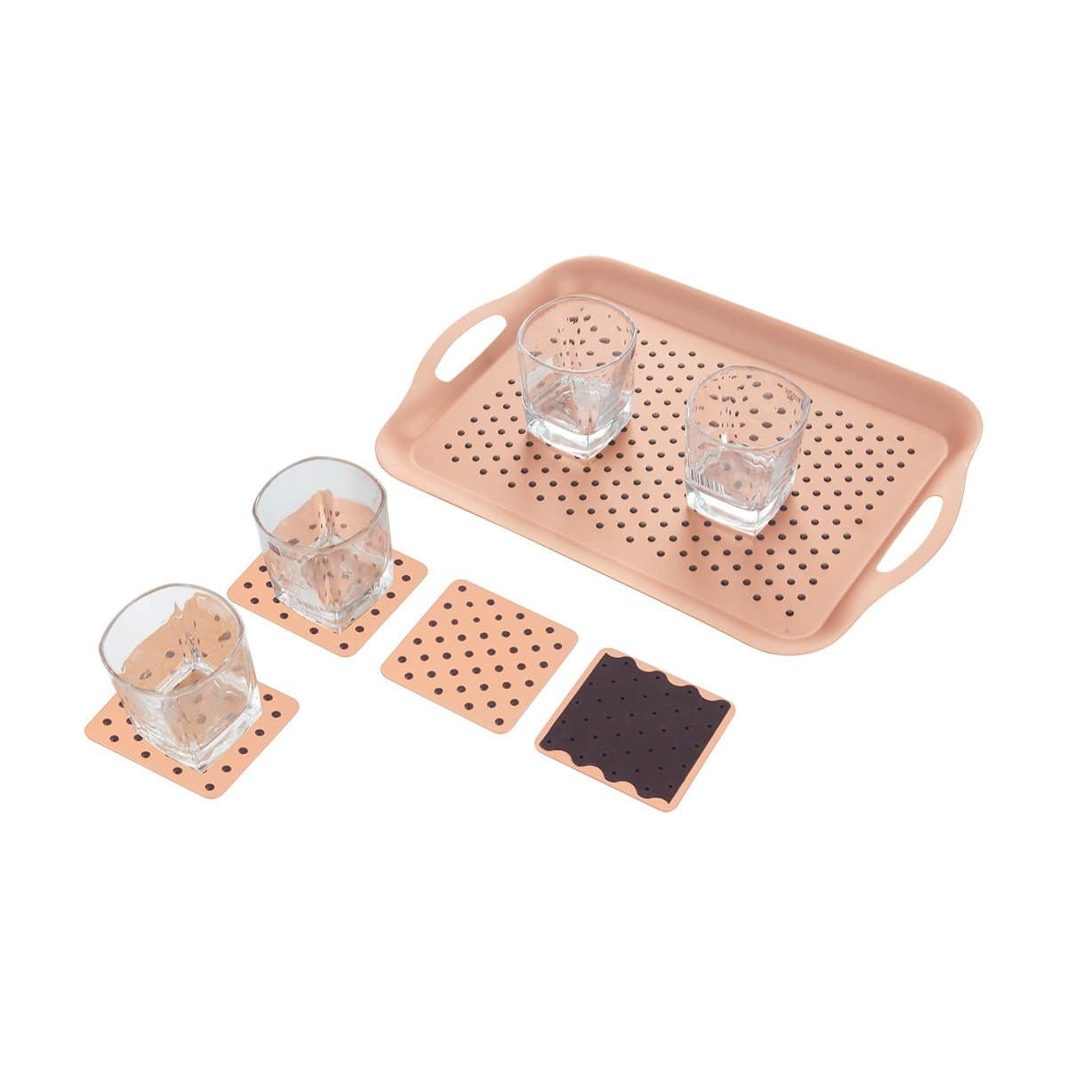 Copper Non-Slip Tech Tray and Coasters Set with Handles