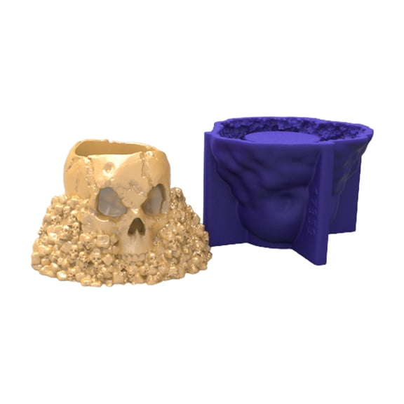 Non-stick 3D Skull Shape Pen Holder Flowerpot Mold Epoxy Resin Silicone Mold DIY Crafts Ornament Tool for DIY Decoration