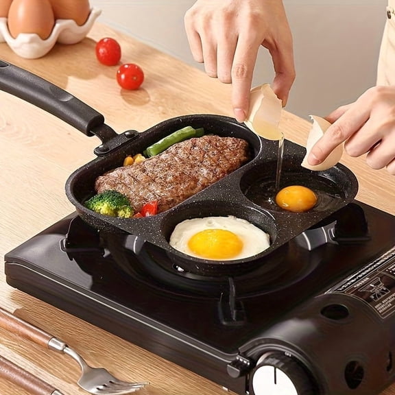 [Non-stick Breakfast Pot] 3 in 1 Non-stick Cast Iron Breakfast Pot, Multi-function Fried Eggs, Steak and Flat Frying Pan for Home Cooking, Perfect for Sausages, Eggs, Etc. More, Sausage Cooking Tools