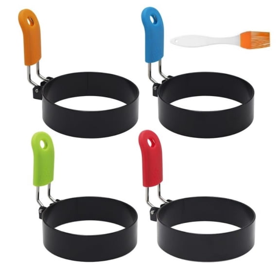 Non-stick Egg Frying Mold 4pcs Round Egg Shaper Easy to Use Stainless Steel Baking Supply