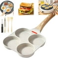 thumbnail image 1 of Non-stick Egg Frying Pan, 4 Holes Skillet with Handle, Multifunctional Wooden Handle Medical Stone Omelet Cookware, for Eggs, Sandwich, Pancakes, Compatible with Gas Stove & Induction Cooktop (Black), 1 of 9