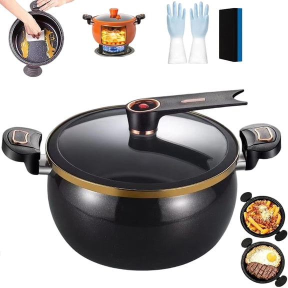 Non-stick Enamel Micro Pressure Pot, 8L Micro Pressure Cooker Pot, Multi Microwave Pressure Cooker with Anti-Scald Handles Lid for Stewing Frying (B)