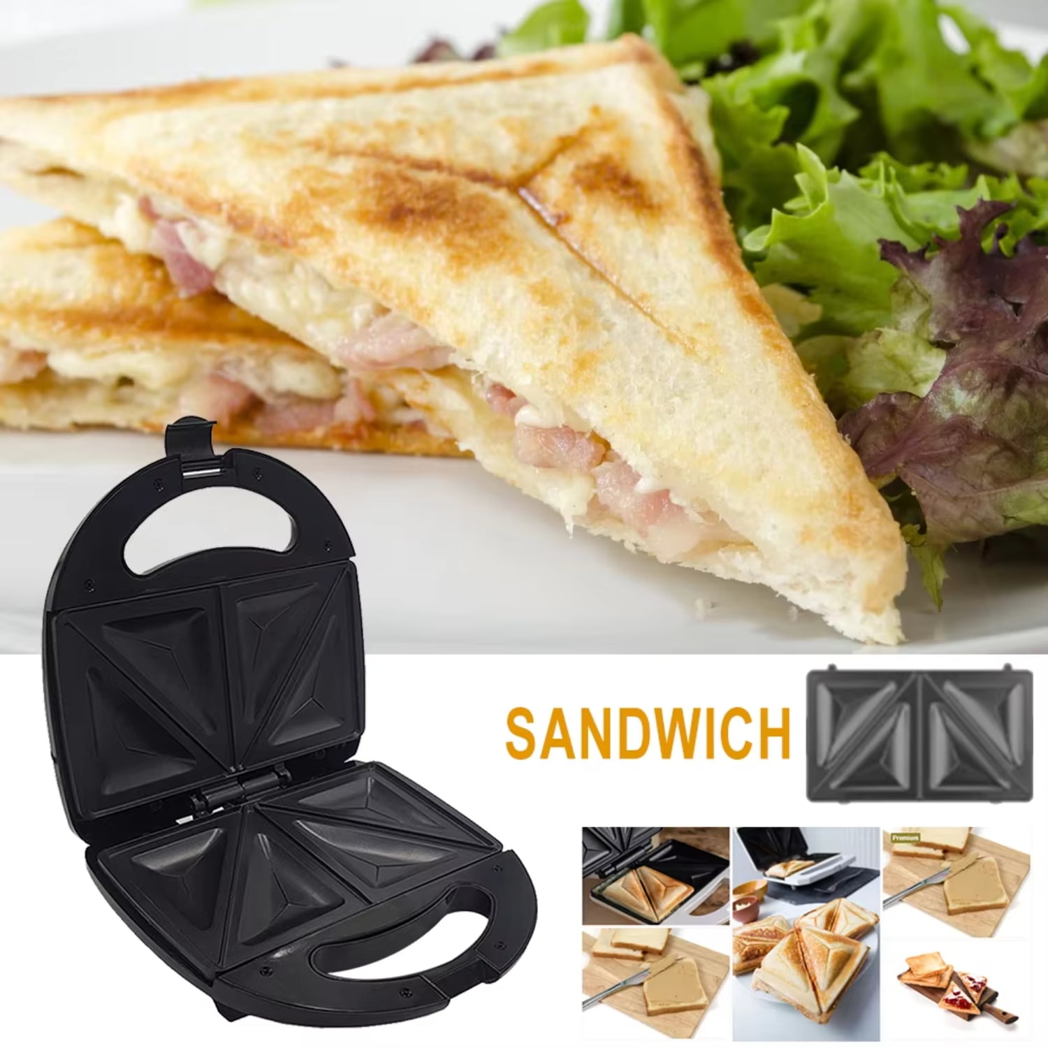 Nonstick Iron Pan Triangle Sandwich Maker Grill Plate Cooking Kitchen