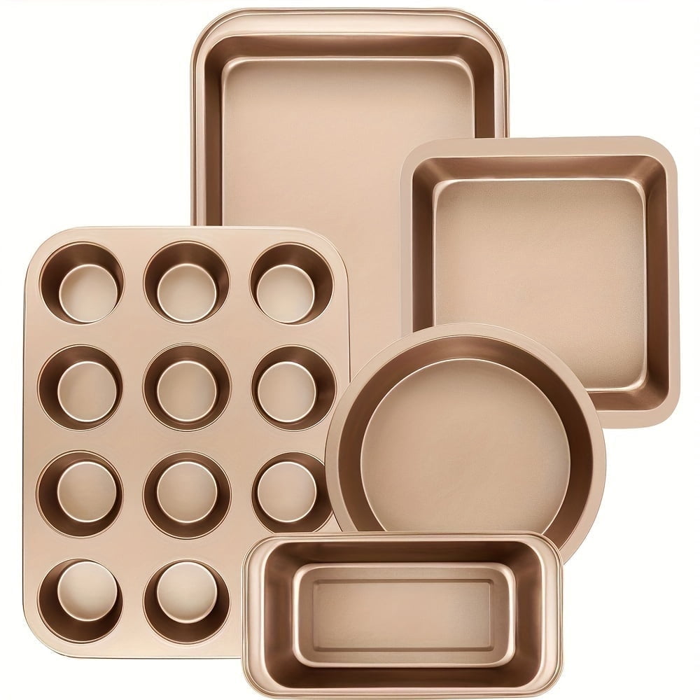 CHEF LANG Non-Stick Pan Set, 5-Piece Kitchen Oven Pan, Pan with Round ...