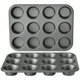 thumbnail image 1 of Non-stick Round Cupcake and Muffin Baking Pan, 12-Cup Non-stick Cupcake Baking Pan, 2-Pack Paper Cup Muffin Tray, Premium Cheesecake Pan, Dishwasher Safe 13.9x10.55x1.22 Inch, 1 of 1