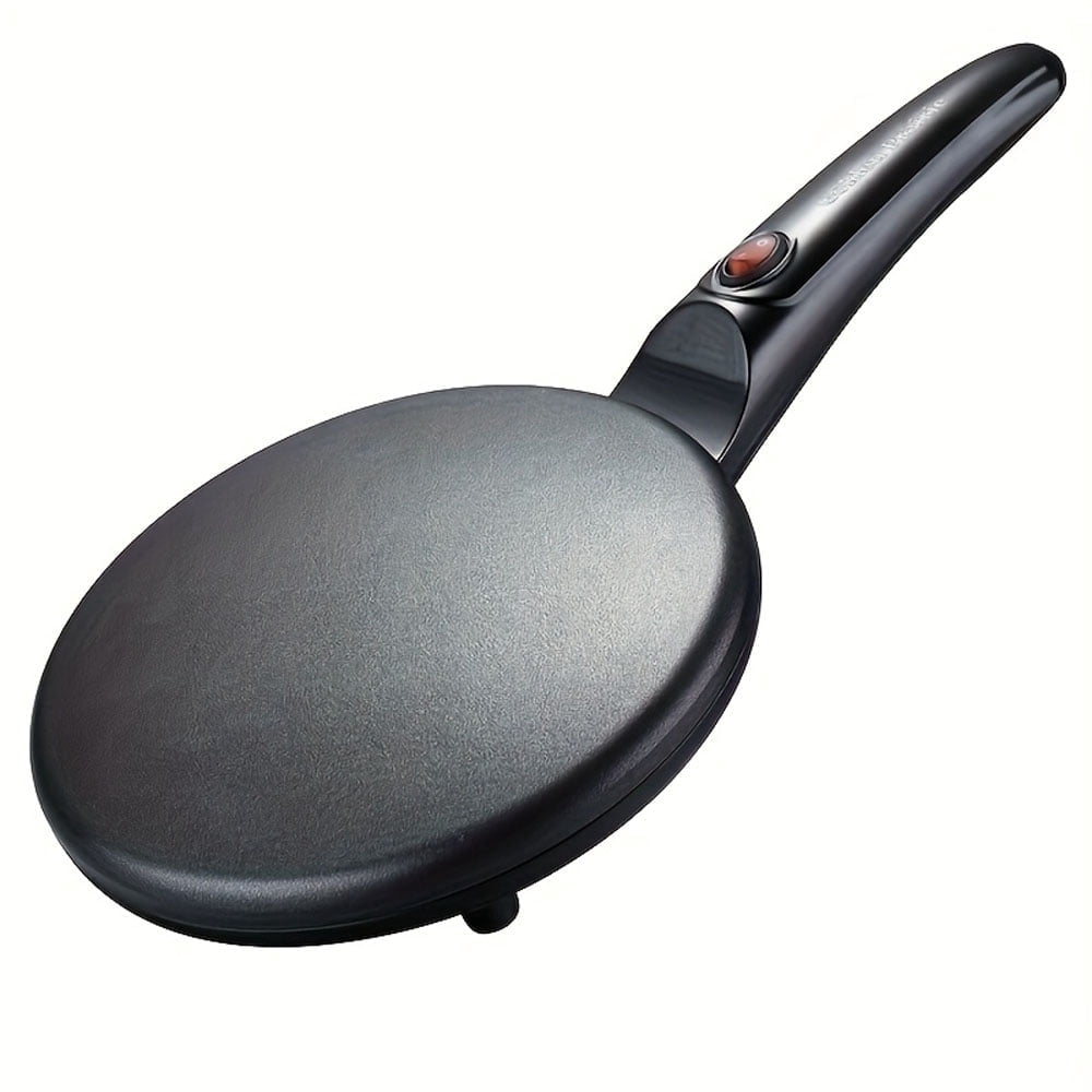 Non-stick pancake pan, 8 inches, 800W automatic temperature control, smoke-free, with a long handle and a batter, portable breakfast maker, suitable for pancakes, Polish poffes, Indian roti, Mexican