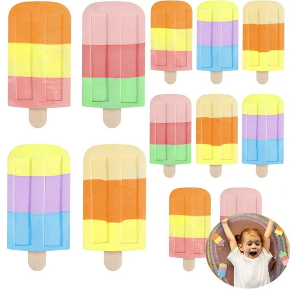 Non-toxic Ice Cream Shaped Sidewalk Chalk,Tutuviw 12 Pcs Washable Multicolor Chalk,Party Favors Bulk,Sidewalk Chalk For Summer/Spring/Easter/Art Activities/Craft Supplies