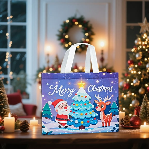 Meggemo Non woven Christmas Gift Bags Durable Reusable Bags; Suitable for Packaging Christmas Gifts Candies or Treats Adds Festive Touch to Presentations