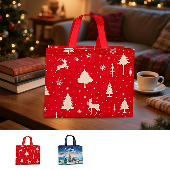 Non-woven Christmas Gift Bags, Durable Reusable Holiday Gift Bags for Christmas Presents, Festive Christmas Gift Bags for Friends, Lightweight Gift Bags for Holiday Gifting, 12.6*9.84*6.69in, G