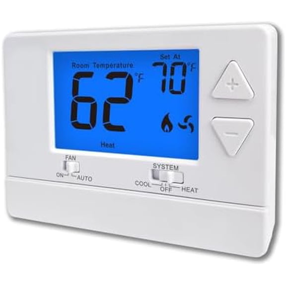 NonProgrammable Thermostat for House, Digital Energy-Saving Thermostat,Single-Stage Systems, 1 Heat/1 Cool, Easy DIY Install, Blue Backlight