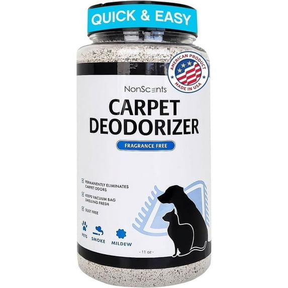 NonScents Carpet & Rug Odor Eliminator - Safe & Fragrance-Free Pet Carpet Deodorizer - Cat and Dog Smell Neutralizer - Removes Pet Urine Odors - Fresh Scent Powder in Pet Areas at Home