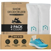 NonScents Shoe Deodorizer 2 Pack 4 Count, Odor Eliminator, Scent Remover for Shoes and Gym Bags