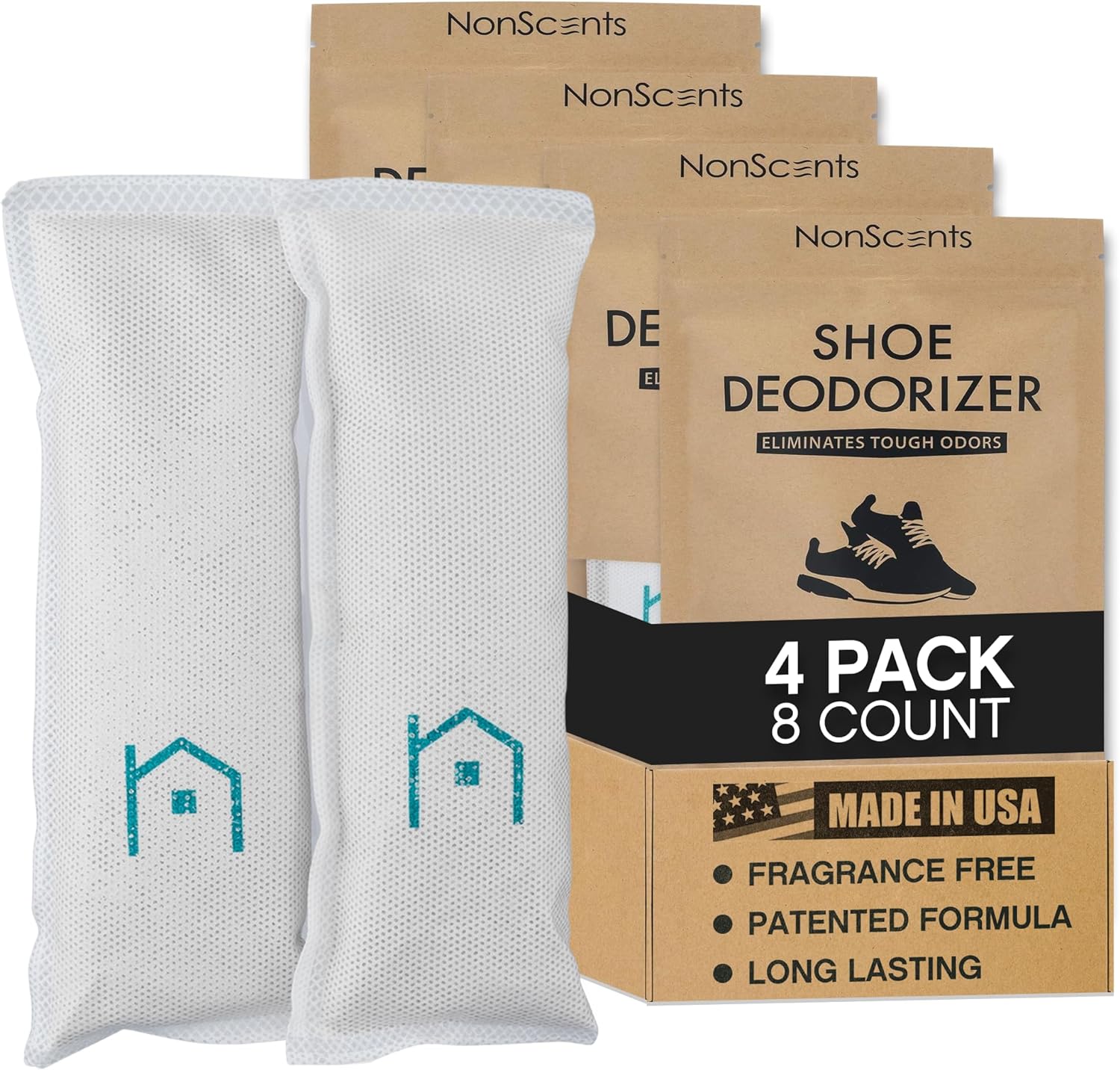 NonScents Shoe Deodorizer 1Pack (2 Count) Odor Eliminator, Air
