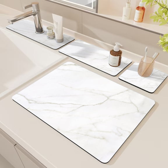 NonSlip Diatomite Rubber Kitchen Mat Marble Pattern Absorbent Dish Drying Pad Coffee Machine Tea Cup Pad Home Decor Gifts