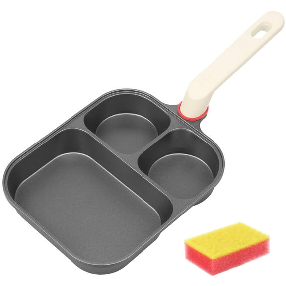 NonStick Frying Pan NonStick Egg Pan 3 Section Breakfast Frying Pan 3 In 1 Divided Grill Plate with Heat Resistant Handle Compatible with Induction/Gas/Electric Stove Tops