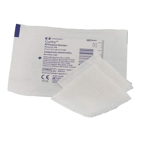 NonWoven Sponge Curity Polyester Rayon 4Ply 2 X 2 Inch Square Sterile Qty 25