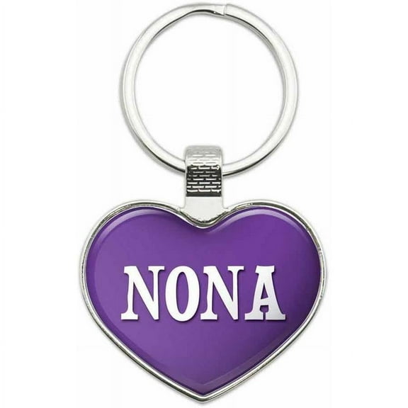 Nona - Names Female Metal Heart Keychain Key Chain Ring, Purple