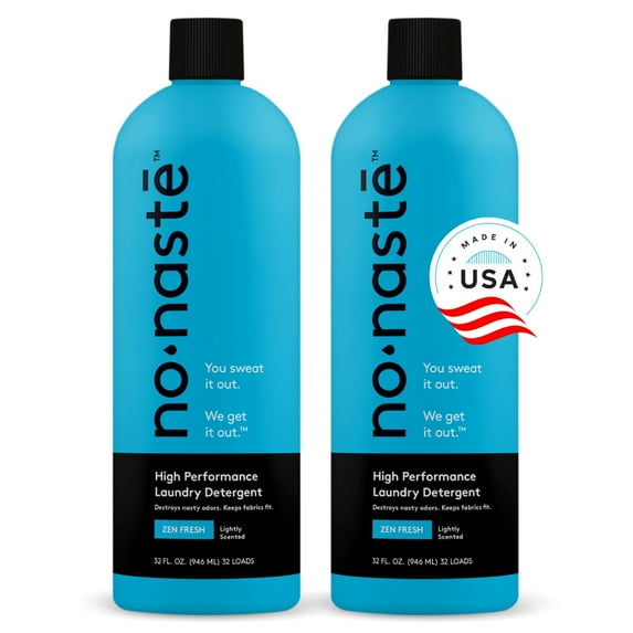 Nonaste Premium Performance Laundry Detergent, Zen Fresh, 64 Fl Oz (Pack of 2) - Active Wear Laundry Detergent for Workout Clothes & More - Scented, Gentle & Color Safe Sport Laundry Detergent