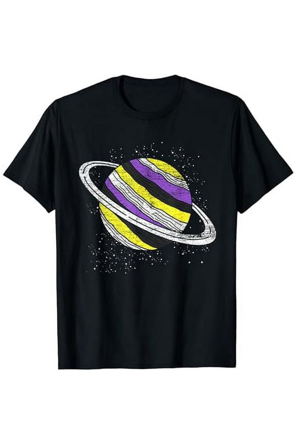 Nonbinary Flag Genderfluid Planet Agender Saturn Non Binary T-Shirt