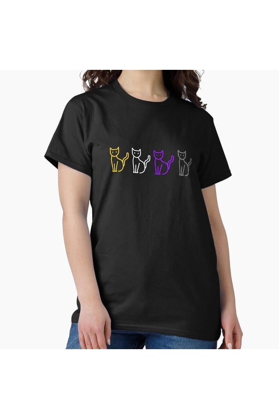 Nonbinary Pride Cats Subtle Feline Identity Celebration Unisex T-Shirt, up to size 5XL