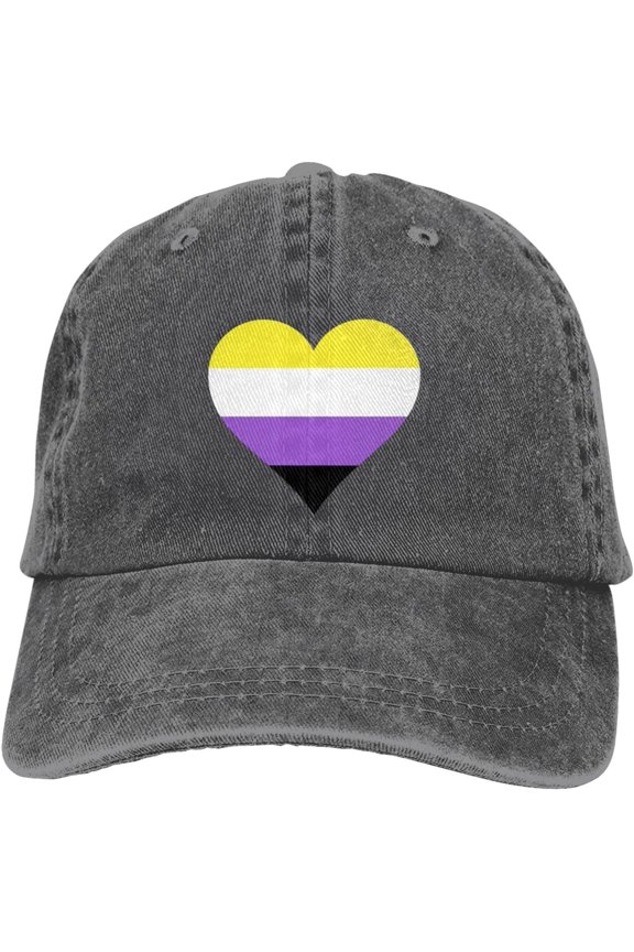 Nonbinary Pride Rainbow LGBTQ Gay Progress Bisexual Non Binary Lesbian Transgender Heart Baseball Cap Baseball Hats
