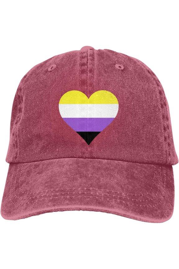 Nonbinary Pride Rainbow LGBTQ Gay Progress Bisexual Non Binary Lesbian Transgender Heart Baseball Cap Baseball Hats