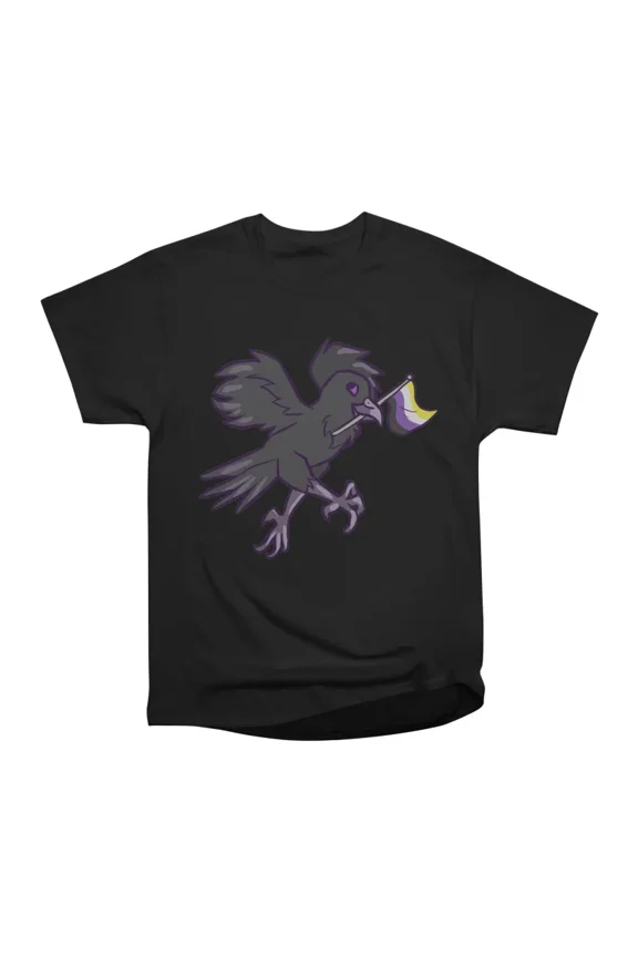Nonbinary Pride Raven T-Shirt Tee Gift For Him Merch For Her Apparel For Friend