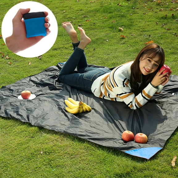 None Beach Blanket Picnic Blanket, 43.3" x 27.5" SandProof Waterproof Outdoor Pocket Blanket with Portable Bag, Foldable Lightweight Sand Free Beach Mat for Hiking, Camping, Travel