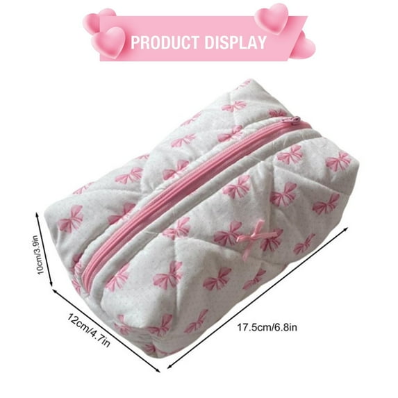 None Makeup Toiletry Organizer Bag Zipper Closure Large Capacity Bow Knot Print Multifunctional Toiletry Organizer Storage Bag