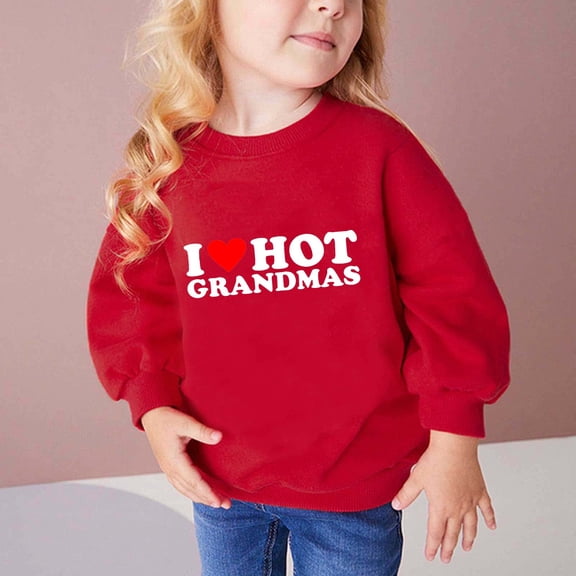 None Red Sweatshirts for Girls Kids Print Shirts Round Neck Blouses Fashion Boys Winter Sweaters Comfortable Long Sleeve Sweatshirts
