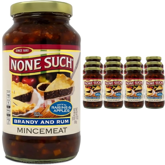 None Such Mincemeat Brandy and Rum Pie Filling with Apples and Raisins, 27 Ounce (Pack of 12)