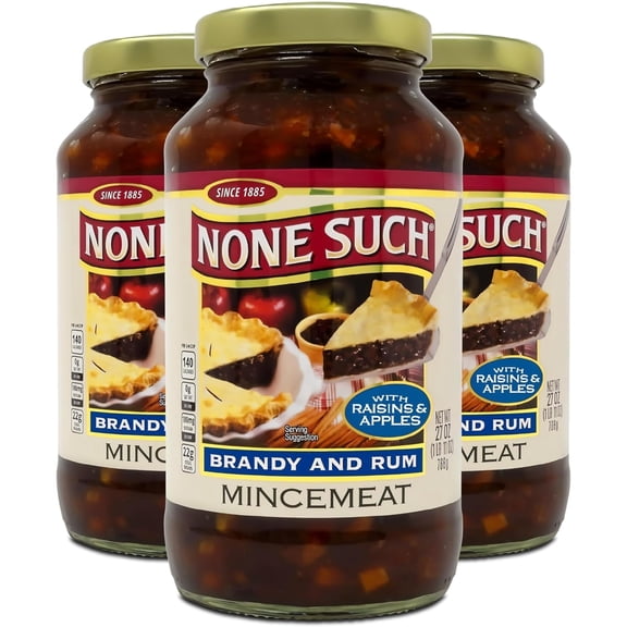 None Such Mincemeat Brandy and Rum Pie Filling with Apples and Raisins, 27 Ounce (Pack of 3)