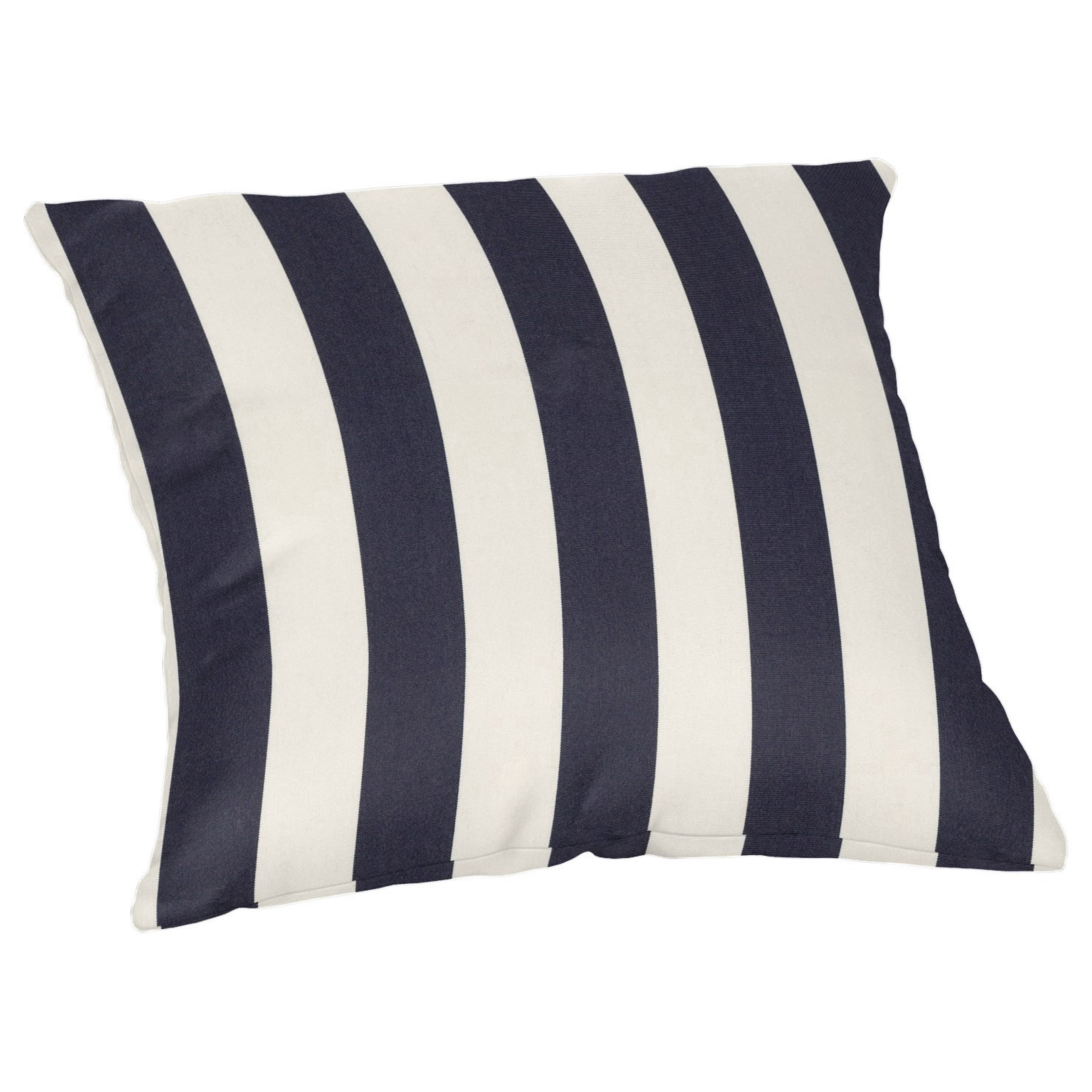Casual Cushion Outdoor Throw Pillow, Striped Sunbrella Fade-Resistant for Patio Furniture, Adirondacks & Porch Swings, 18"W x 18"L, 6" thick, Reversible, Maxim Navy