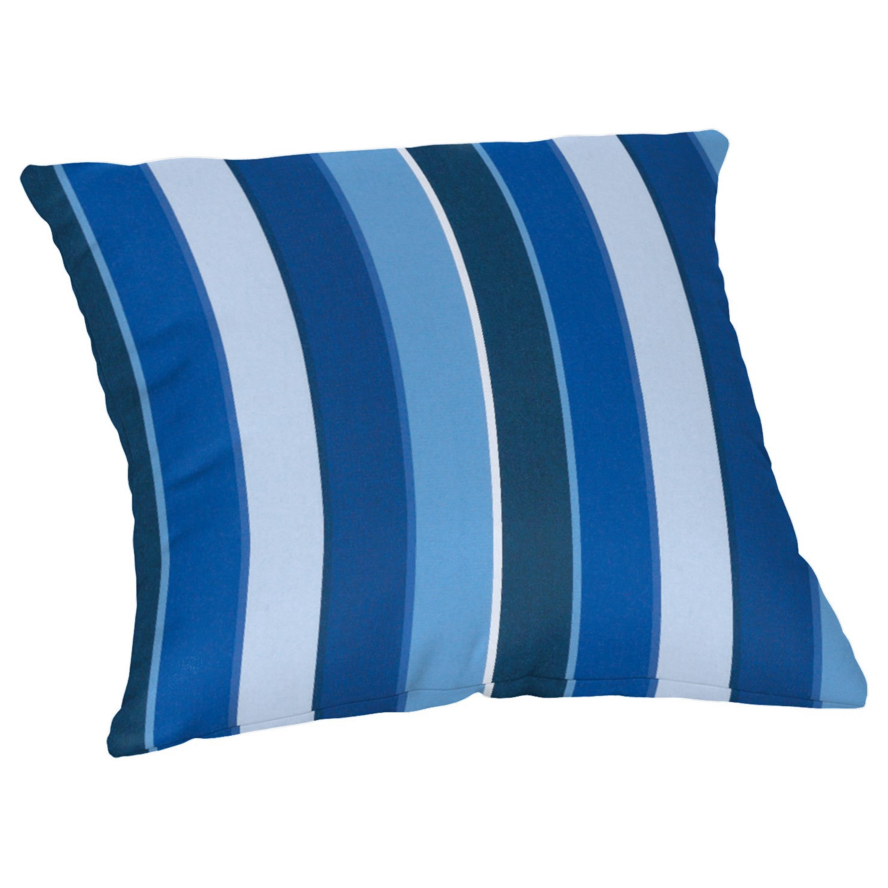 Casual Cushion Outdoor Throw Pillow, Striped Sunbrella Fade-Resistant for Patio Furniture, Adirondacks & Porch Swings, 18"W x 18"L, 6" thick, Reversible, Milano Cobalt