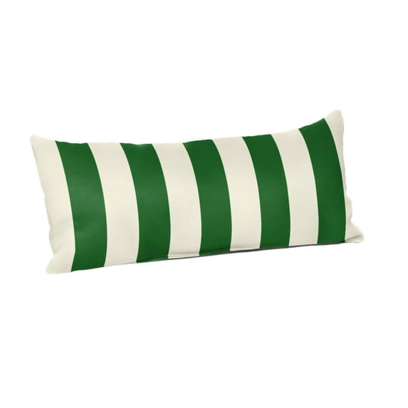 Casual Cushion Stripe Sunbrella® Fabric 1-Piece Indoor/Outdoor Lumbar Pillow, 22"W x 9"L, Maxim Forest Green