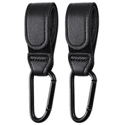 Noneea 2PCS Stroller Hook Accessories, Multipurpose Stroller Bag Hooks, Leather Stroller Clips for Diaper Bags Pet Carts Grocery Shopping Bags