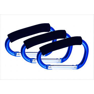 Noneea 3PCS Stroller Hooks, 5.2'' Large Carabiner Clip - Carabiner Large, Baby Stroller Hooks for Hanging Bags, Stroller Accessories(Blue)