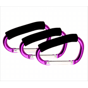 Noneea 3PCS Stroller Hooks, 5.2'' Large Carabiner Clip - Carabiner Large, Baby Stroller Hooks for Hanging Bags, Stroller Accessories(Purple)