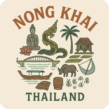 Nong Khai Thailand Keepsakes Souvenir Vinyl Sticker – Destination Travel Keepsake Collectible (3-Inches Wide)