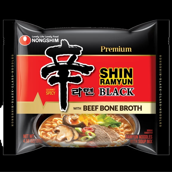 NongShim Shin Black Ramyun Premium Noodle Soup, Gourmet Spicy, 4.58 Ounce (16 Pack)